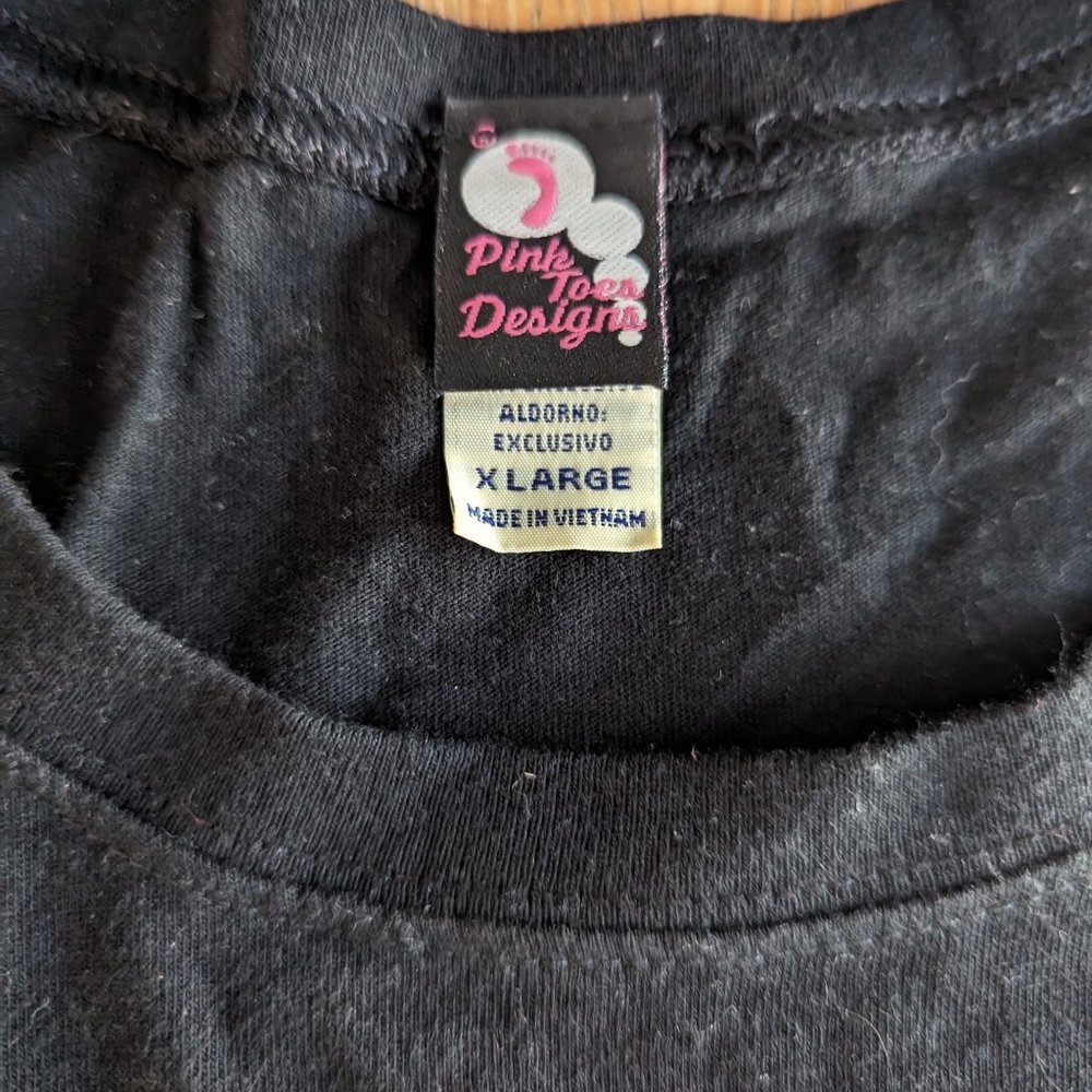 Silver Blingy Cross Black Cap Sleeved T-Shirt Size XL - Picture 2 of 6